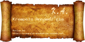 Krempels Annamária névjegykártya